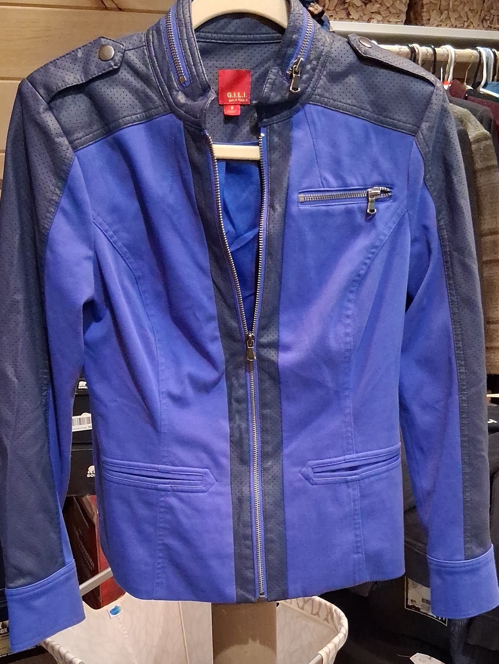 G.I.L.I. Two-Tone Blue and Navy Women's Leather Jacket
